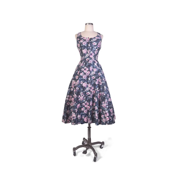 Vintage 50s Dress - 50s Floral Dress - 50s Full Sk