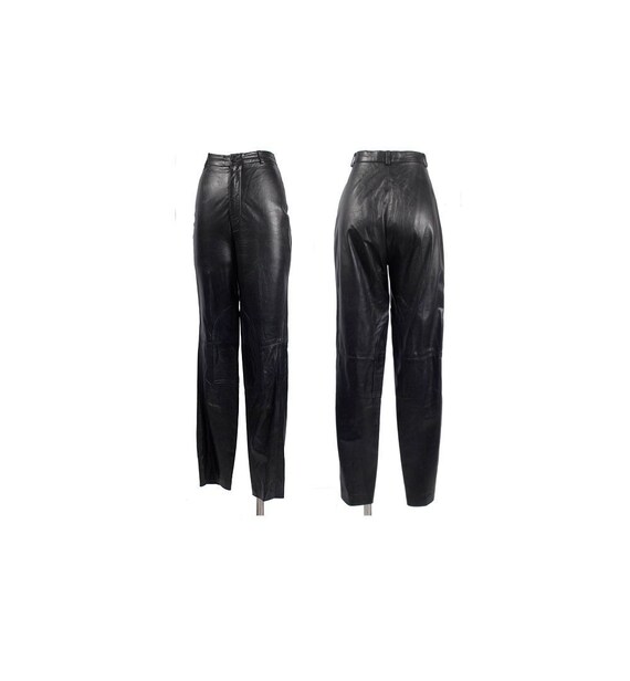 Vintage 80s Pants - Black Leather Pants - 80s Leat