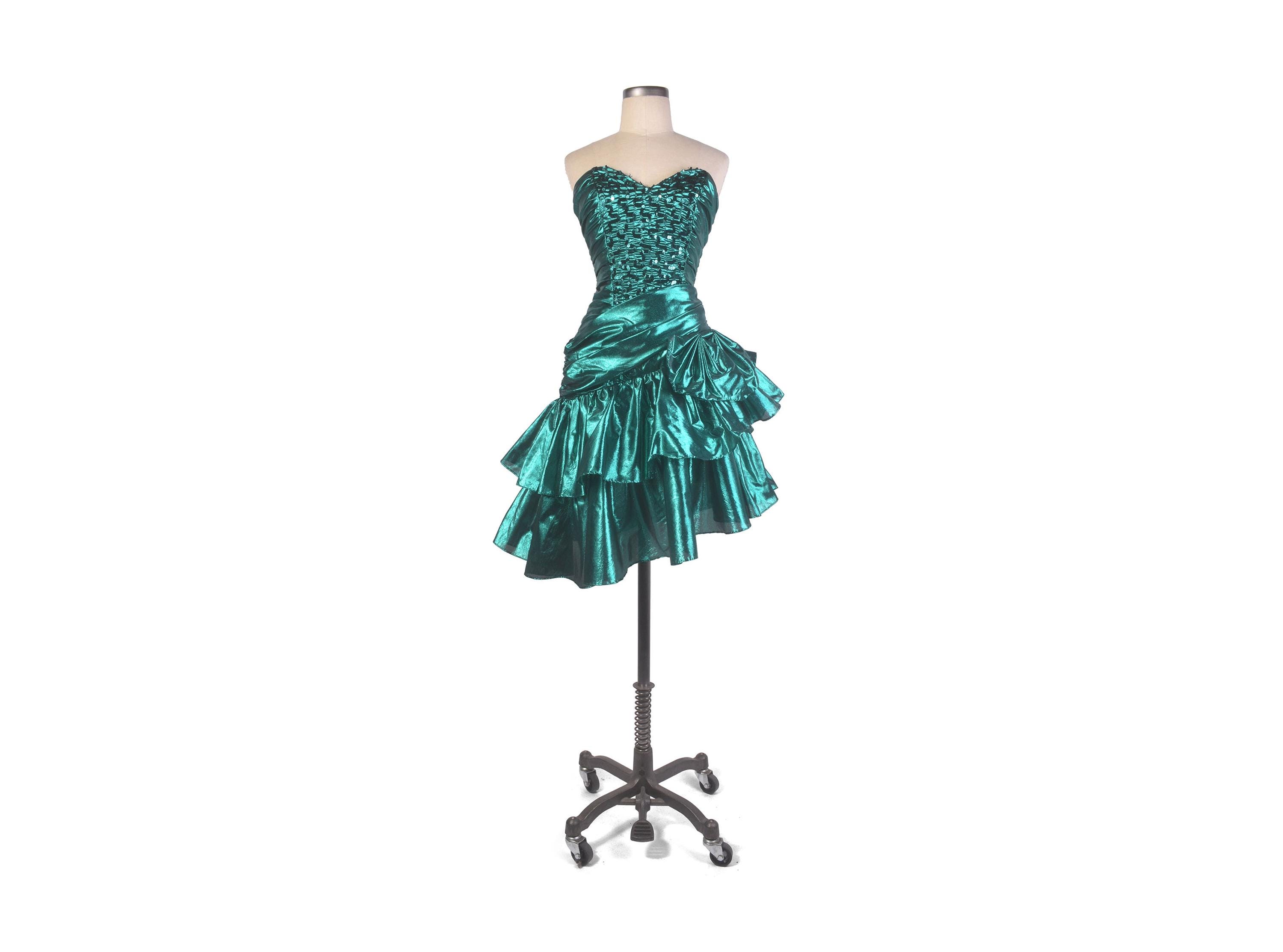 Strapless Sequin Green Dress - Etsy