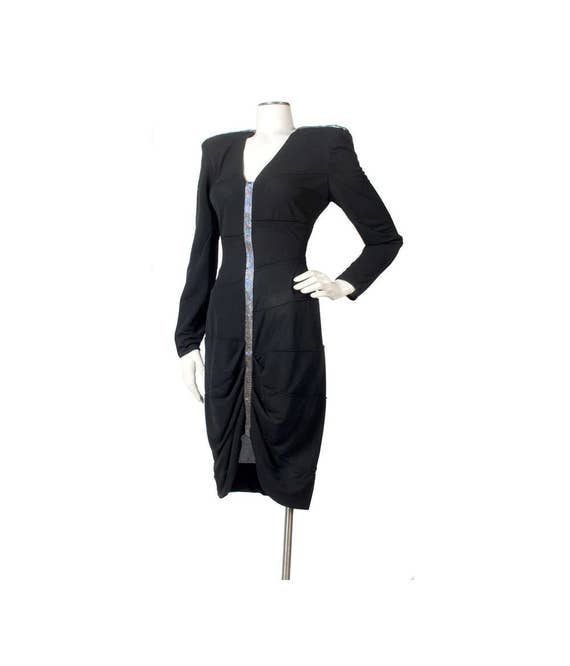 Vintage 80s Dress - 80 Black Dress - 80s Bandage D