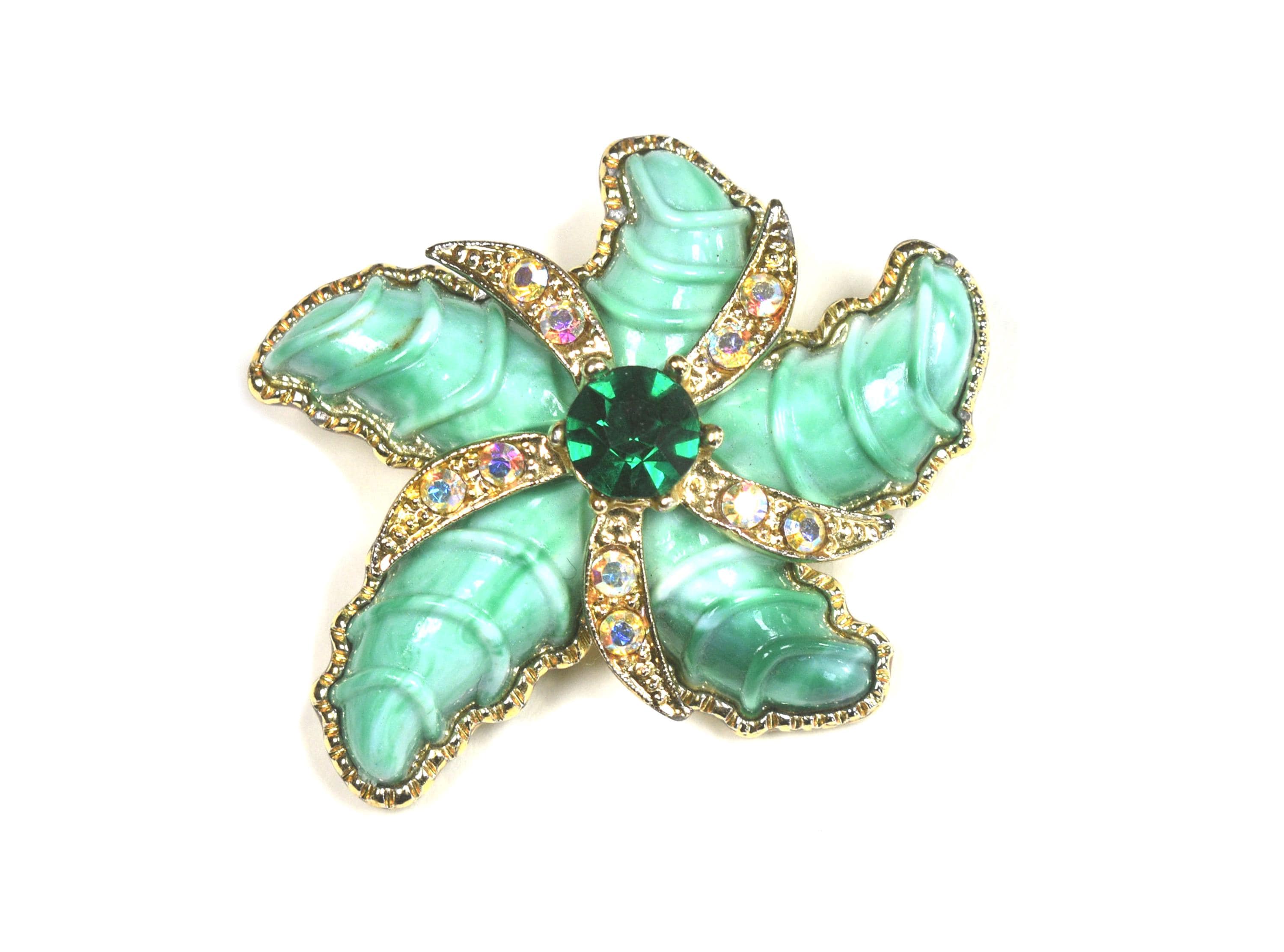 Broche Fantaisie Vintage En Métal Doré Motif Hippocampe HATTIE CARNEGIE - Occasion, Bijou Rétro