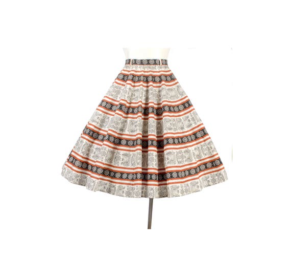 Vintage 50s Skirt - 50s Novelty Print Skirt - 1950