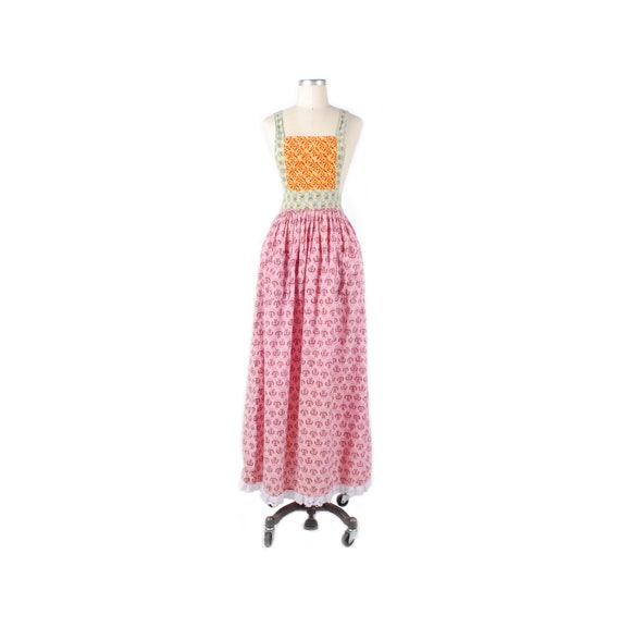 Vintage 1960s Dress - 60s Maxi Dress - 60s Apron -