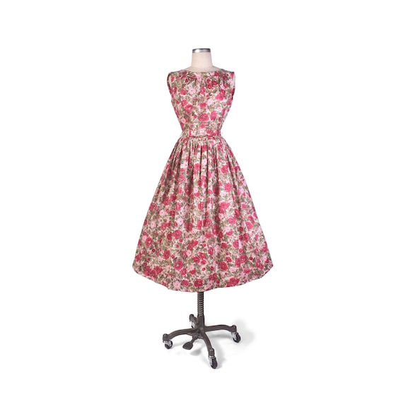 Vintage 50s Dress - 50s Party Dress - 50s Floral D