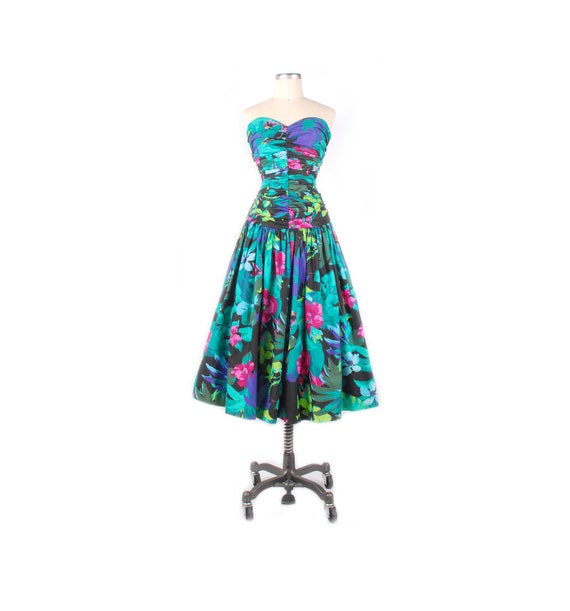 Vintage 80s Dress - 80s Party Dress - 80s Straples