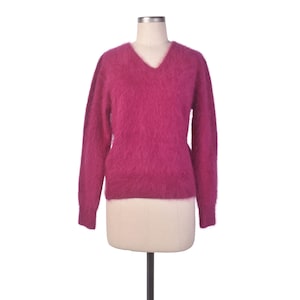 Vintage 80s Sweater - 80s Angora Sweater - 80s Pink Sweater - Pink Angora Sweater - Hot Pink Sweater - Fuzzy Sweater - Venesha Sweater - VFG