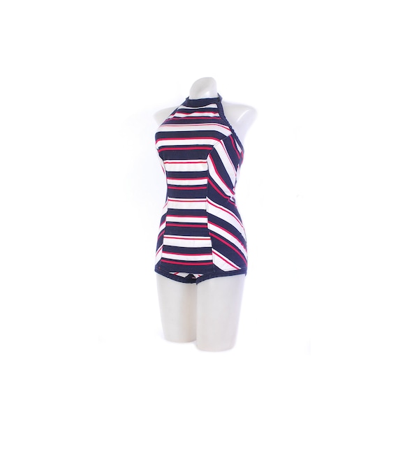 Vintage 50s Swimsuit - 50s Striped Swimsuit - 50s