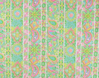 Vintage 60s Fabric - Key West Hand Print Fabric - Susie Zuzek - 60s Screen Print Fabric - Lilly Pulitzer Fabric - Casbah - 60s Preppy Fabric