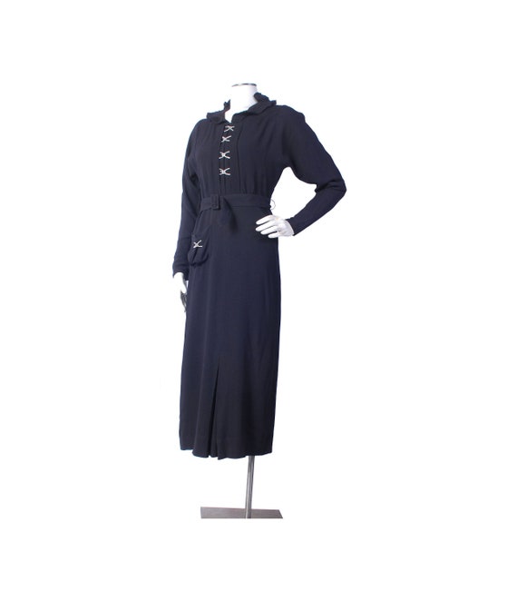 Vintage 30s Dress - 30s Black Dress - 30s Crepe Dr