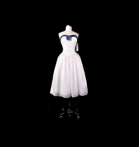 Vintage 80s Dress - 80s Prom Dress - Strapless Pr… - image 1