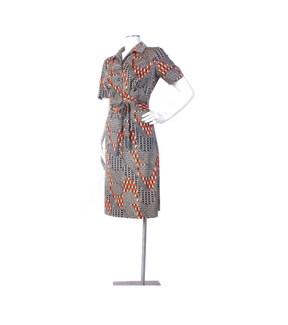 Vintage 70s Dress - 70s Shirtwaist Dress - 70s Geo