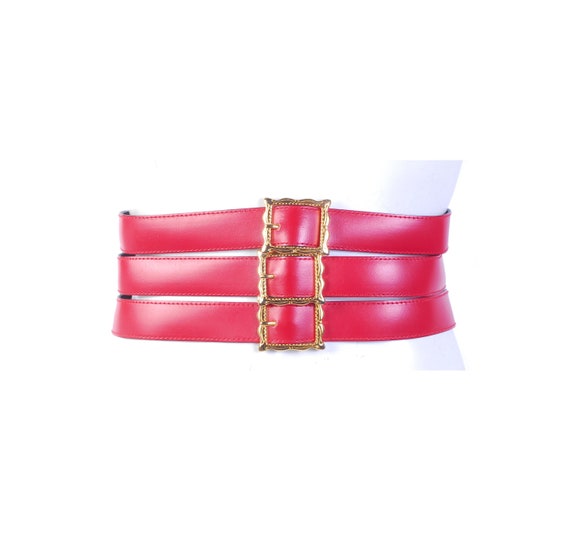 Vintage 80s Belt - 80s Wide Belt - 80s Red Leather