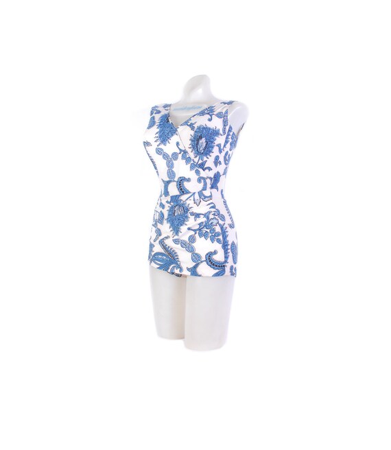 Vintage 50s Swimsuit - 50s Paisley Swimsuit - 50s