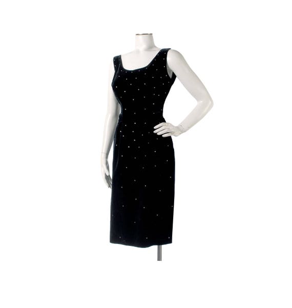 Vintage 50s Dress - 50s Black Velvet Dress - 50s H