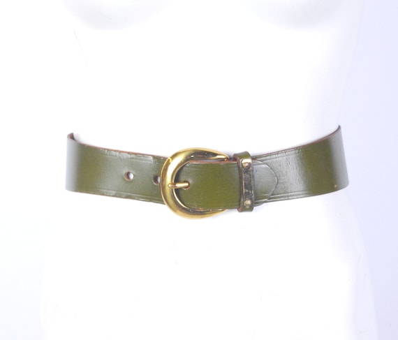 Vintage 50s Belt - 50s Wide Belt - 50s Green Leath