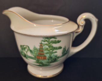 Narumi China Creamer Oriental Green Design
