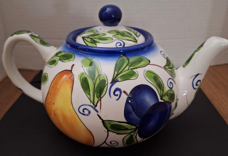 Zrike Amalfi Hand Painted Fruit Teapot Italian Style 5 Cup - Etsy