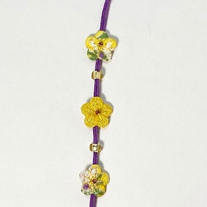 Japanese Flower Blossom Charm - Yellow & Purple