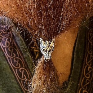 Viking Wolf Head Hair Bead – Celtic Braid Jewelry Fantasy Festival Accessory by Medieval Metal