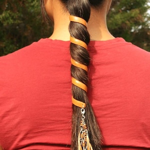 6” Brown Faux Leather Ponytail Wrap – Western Biker Hair Twister – Rustic Hair Accessory for Women & Men – One Size Fits All