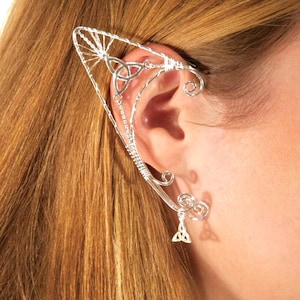Elf Cuff Eternity – Celtic Knot Design – Adjustable Elven Ear Cuff – One Size Fits All – Silver or Gold – Fantasy & Festival Jewelry
