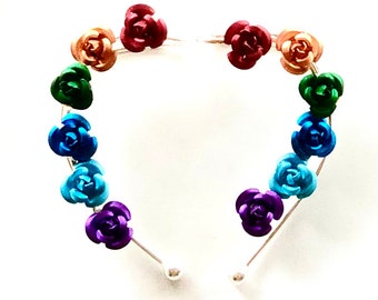 2 Pezzi Clip Per Capelli Con Fiocco A Fiore Arcobaleno Sfumato - Foto 13