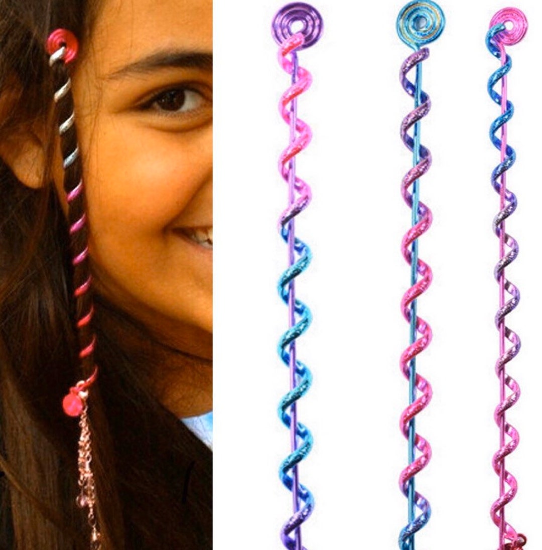 Rainbow Hair Twister 6 Mini With Charm Metal Spiral - Etsy Rainbow Hair Twister 6 Mini With Charm Metal Spiral - Etsy