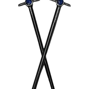 Gem Sword Hair Sticks – Fantasy Bun & Updo Holders Silver or Gold Pair for Festival Style by Medieval Metal