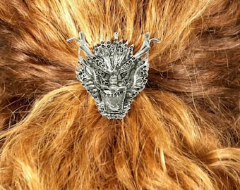 Hair Hook Dragon ponytail holder, one size fits all, Silver or Gold