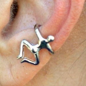 Non-Pierced Ear Cuff - Climbing Man Design - Clip-On Style - Fashion Jewelry for Men Women - Silver Gold Options