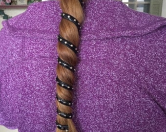 12" Biker Ponytail Wrap with Studs, Hairtwisters, one size fits all