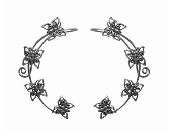 Schmetterling Elf Ohrmanschette – verstellbarer Fantasy Schmuck aus Silber oder Gold von Mittelalterliches Metall
