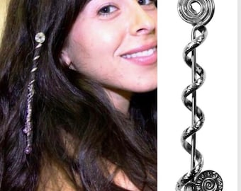 Hairtwisters hair wrap 2” metal spiral hair wrap. Renaissance and fashion accessory, hair accessory, Silver or Gold