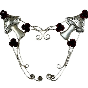 Elf Cuff – Mushrooms with Flowers – Adjustable Elven Ear Cuff – One Size Fits All – Silver or Gold – Fantasy, Festival & Renaissance Jewelry