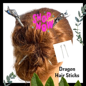Dragon Hair Sticks – Textured Hair Pin in Silver or Gold for Bun & Updo Styles