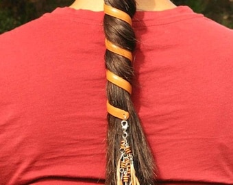 6 Inch Faux Leather Ponytail Wrap – Western Biker Hair Accessory by Medieval Metal