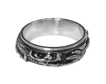 Dragon Spinner Ring, stainless steel, celtic jewelry, Sizes 8-12