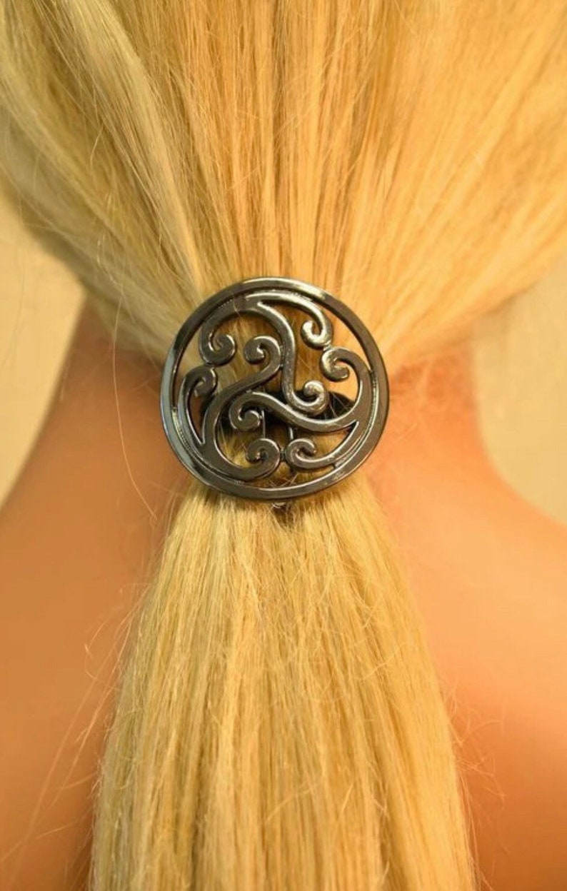 Celtic Hair Hook ponytail holder, Hair Accessory, one size fits all, Available in Silver, Gold, Gun Black, Pink, Purple,Blue image 8