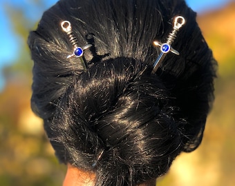 Gem Sword Hair Sticks, bun holders, one size fits all, come as a pair