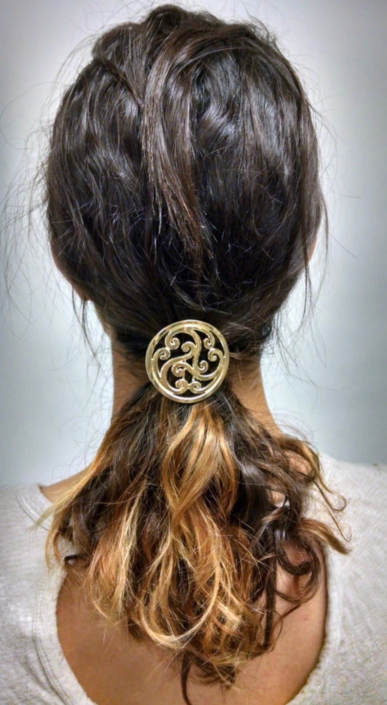 Celtic Hair Hook ponytail holder, Hair Accessory, one size fits all, Available in Silver, Gold, Gun Black, Pink, Purple,Blue image 9