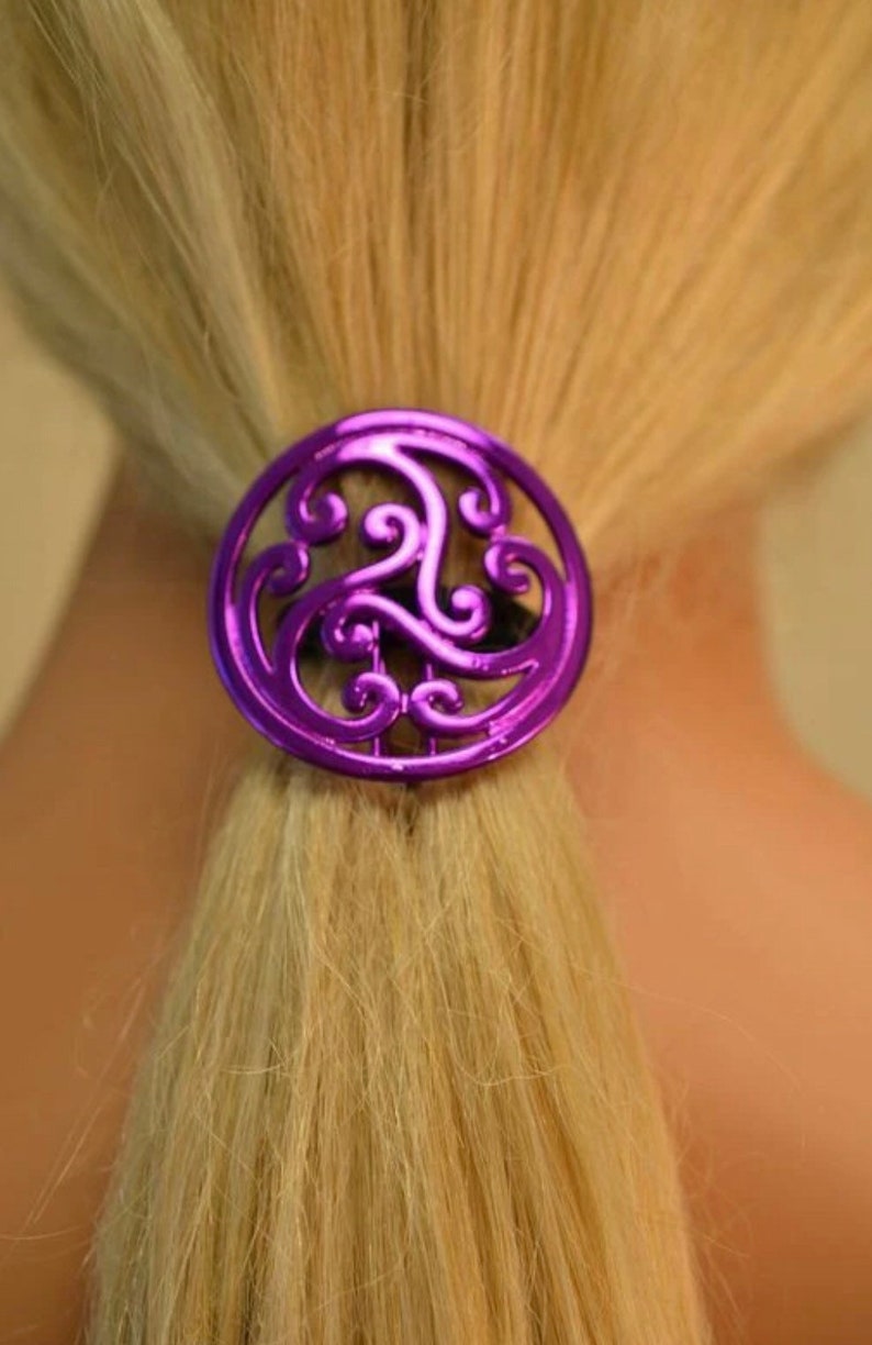 Celtic Hair Hook ponytail holder, Hair Accessory, one size fits all, Available in Silver, Gold, Gun Black, Pink, Purple,Blue image 7