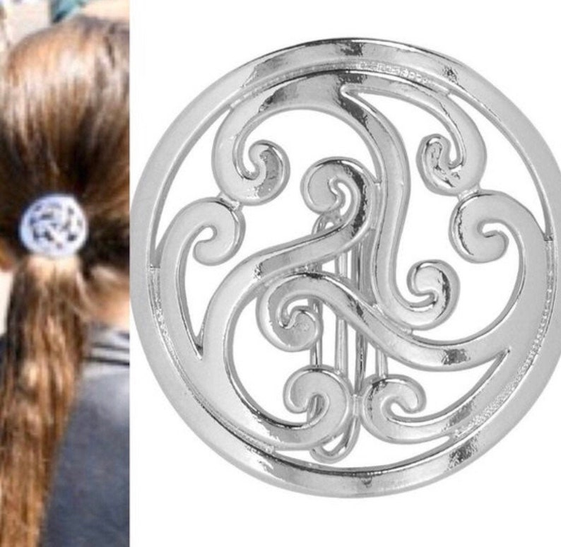 Celtic Hair Hook ponytail holder, Hair Accessory, one size fits all, Available in Silver, Gold, Gun Black, Pink, Purple,Blue image 1
