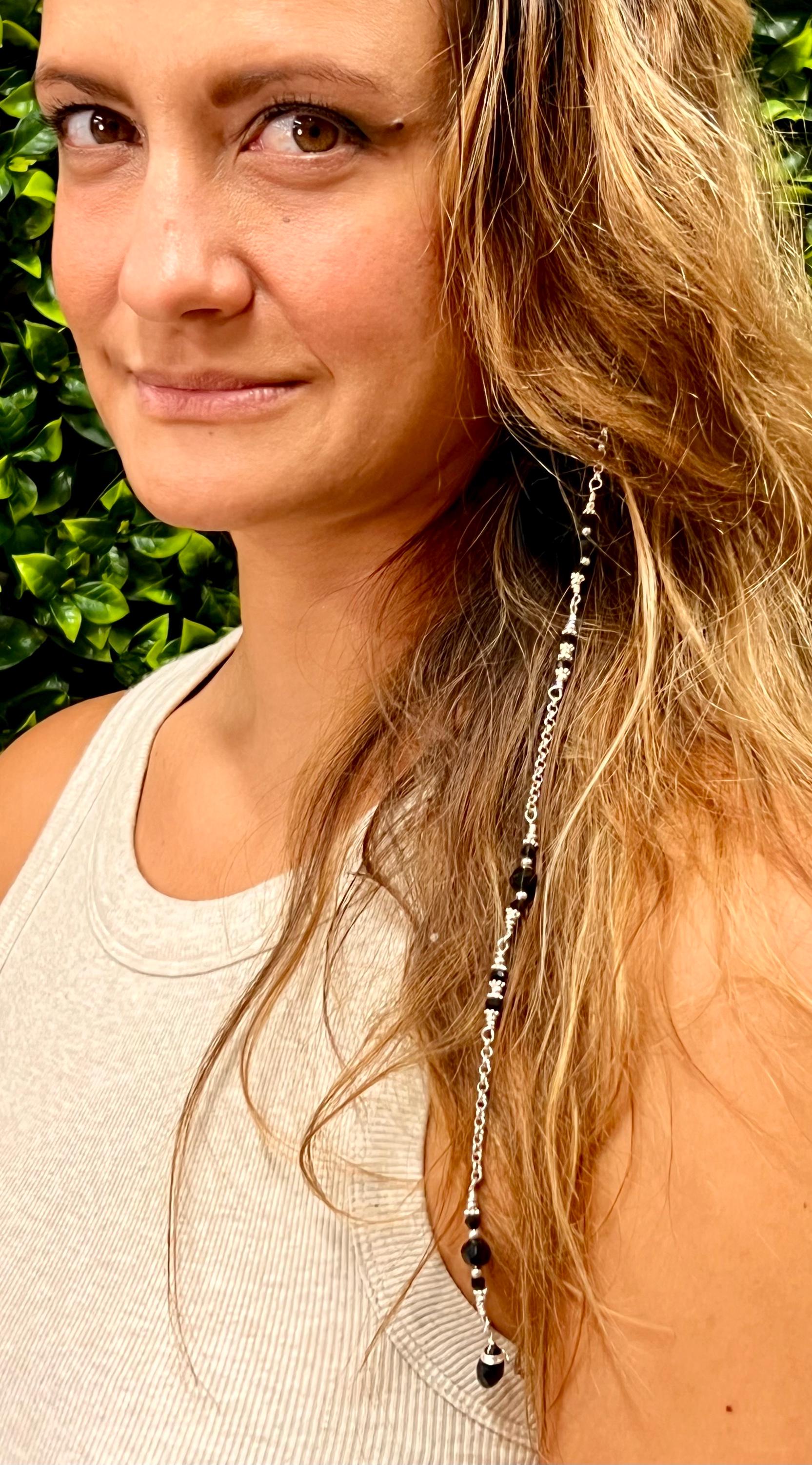 Silver Embellished Hair Accessory with Adjustable Chains Bridal Hair Accessory Sparkles With Silver-Plated Rhinestone  main image 4