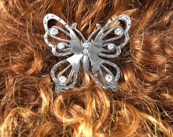 Hair Hook Diamond Butterfly ponytail holder, one size fits all, silver or gold