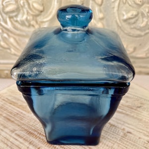 Vintage Blue Apothecary Jar with Lid - Pier 1 Style - 1980s Decor