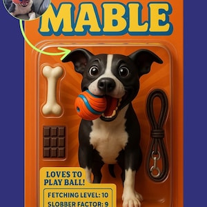 Custom Dog Action Figure Portrait – Personalised Pet Toy Art, Digital Pet Figure, Gift for Dog Lovers, Pet Collectible, Unique Dog Artwork