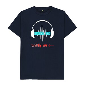 Men&#39;s Blue Crew Neck T-Shirt - &#39;Music On&#39; Headphones Graphic Design, Cool Casual Tee for Music Lovers, Unique Gift Idea, Comfortable Fit