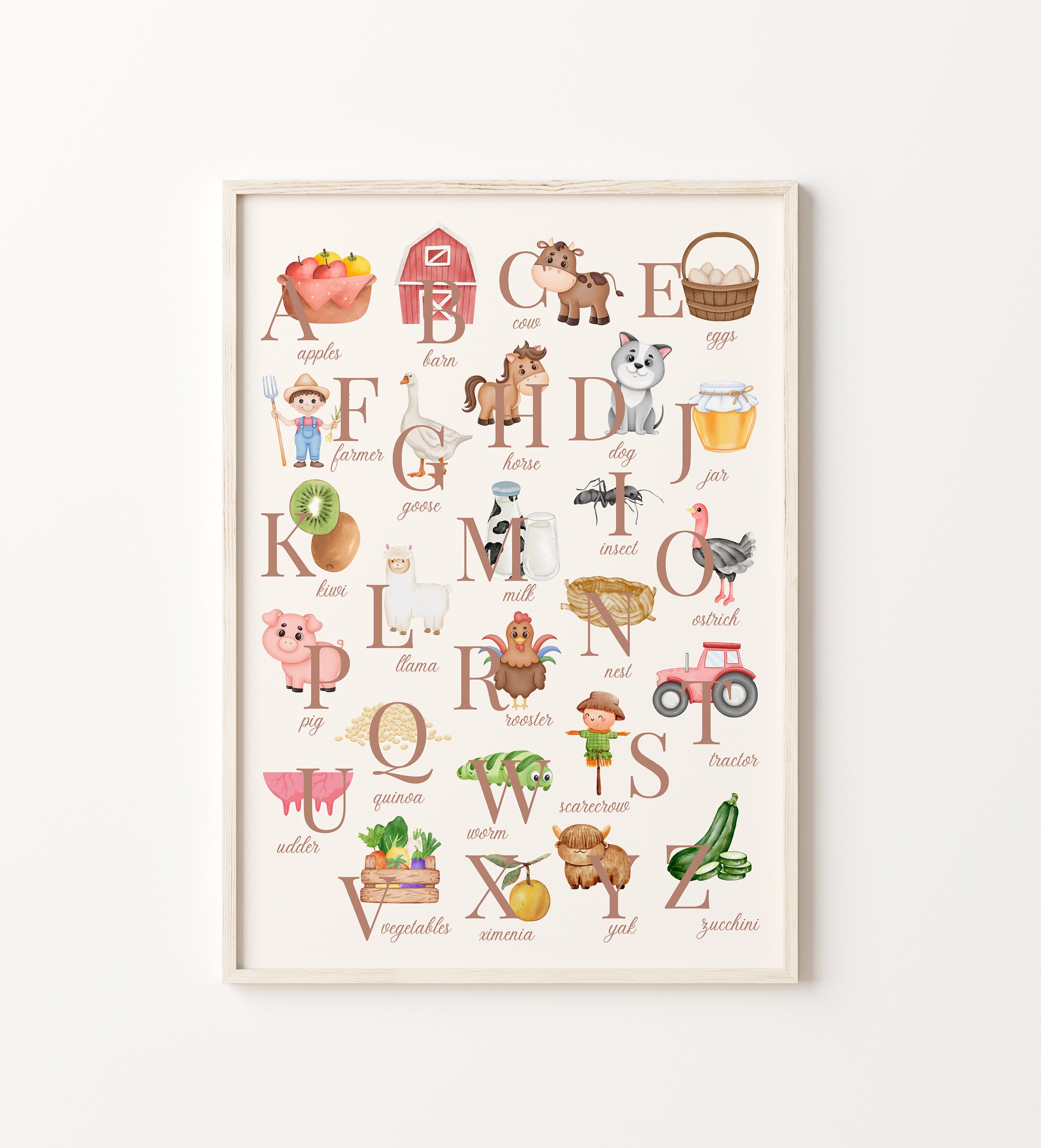 Farm Alphabet Poster, Farm Alphabet Print, Farm Alphabet,abc Farm, Farm
