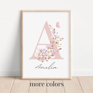 Custom Initial Wildflowers Print | Wildflowers Nursery Print | Baby Girl Nursery Decor | Boho Nursery | Nursery Print |Printable Nursery Art