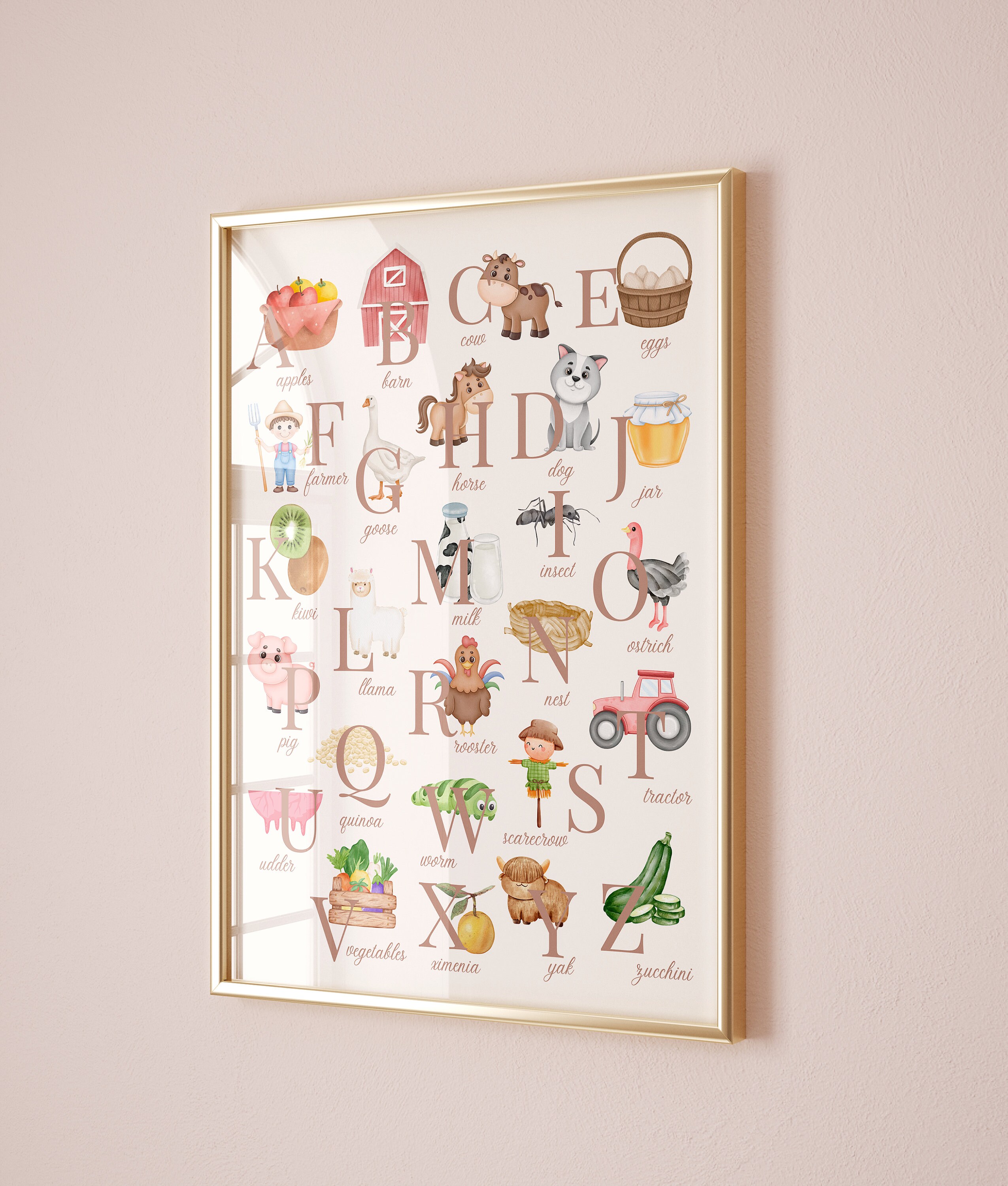 Farm Alphabet Poster, Farm Alphabet Print, Farm Alphabet,abc Farm, Farm